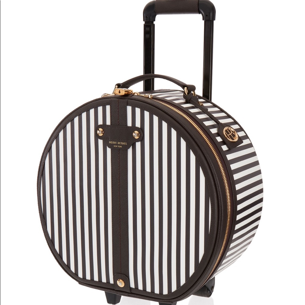 ISO Henri Bendel Centennial Stripe Hatbox Wheelie